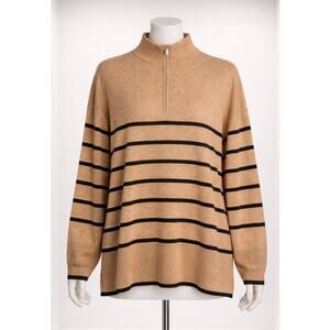 AVA & VIV Women's 1XL Quarter Zip Long Oversized Mock Neck Pullover